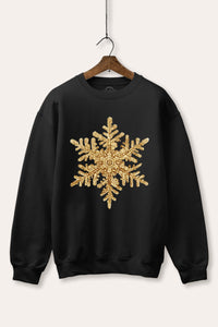 golden snowflake graphic fleece sweatshirt