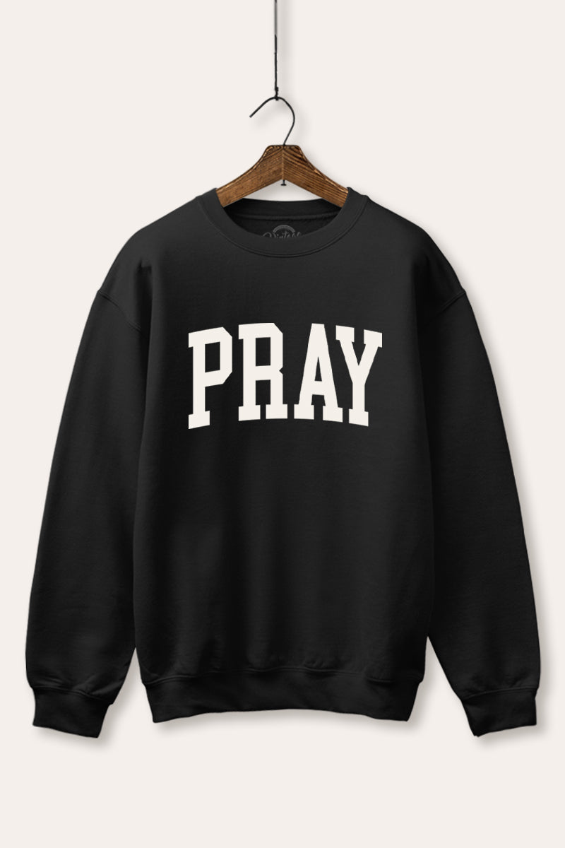 "pray" graphic fleece sweatshirt