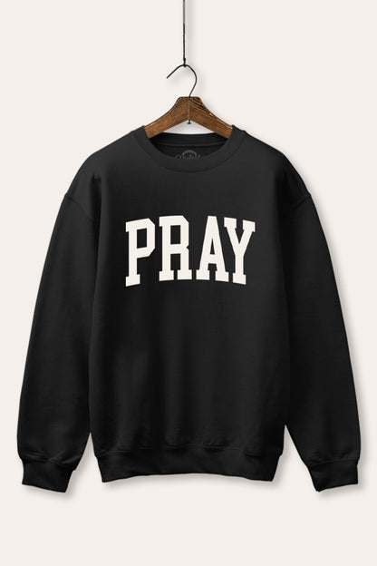 Pray Lettering Graphic Fleece Sweatshirt