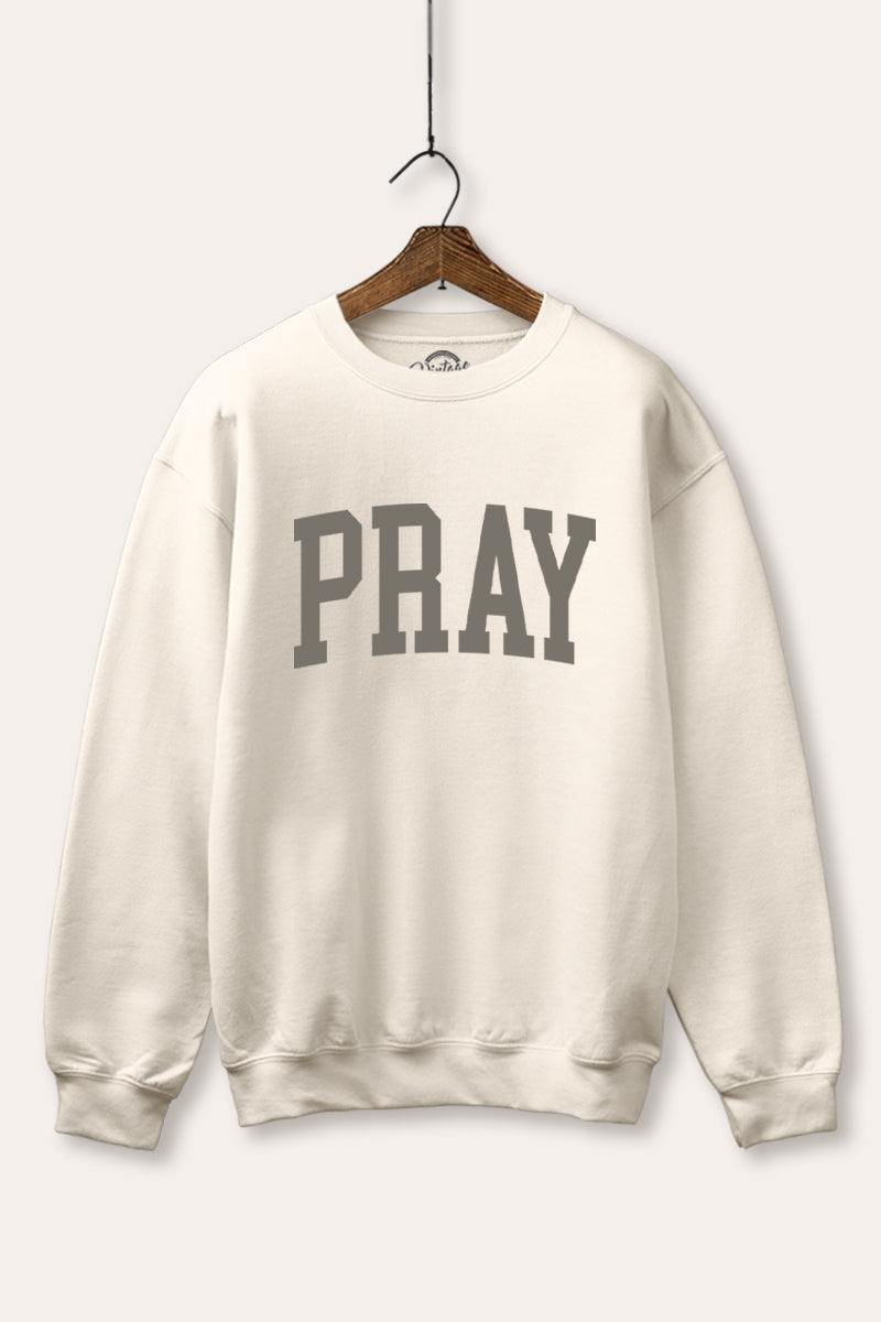 "pray" graphic fleece sweatshirt