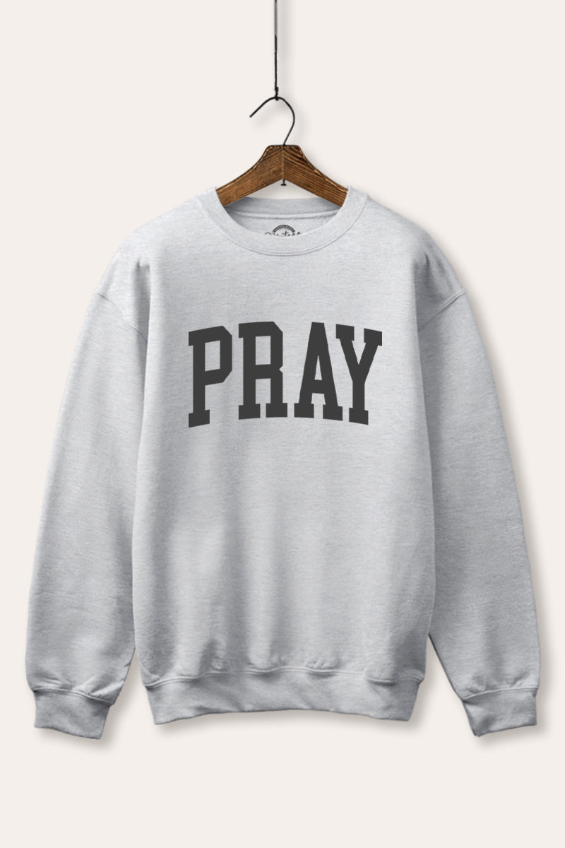 "pray" graphic fleece sweatshirt