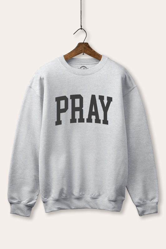 "pray" graphic fleece sweatshirt
