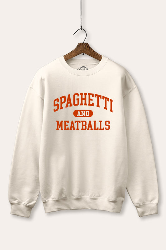 spaghetti & meatballs graphic fleece sweatshirt