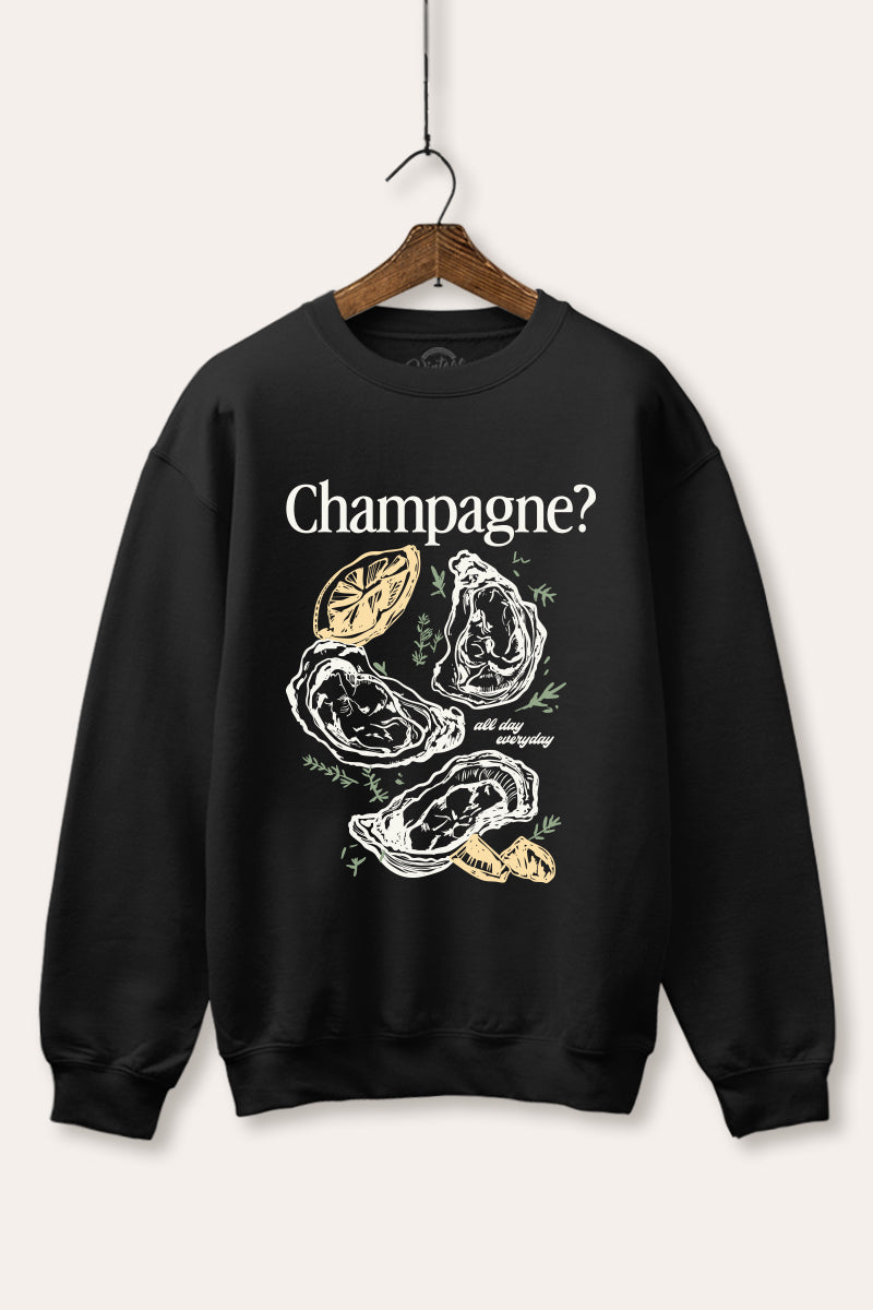 "champagne" oyster graphic fleece sweatshirt