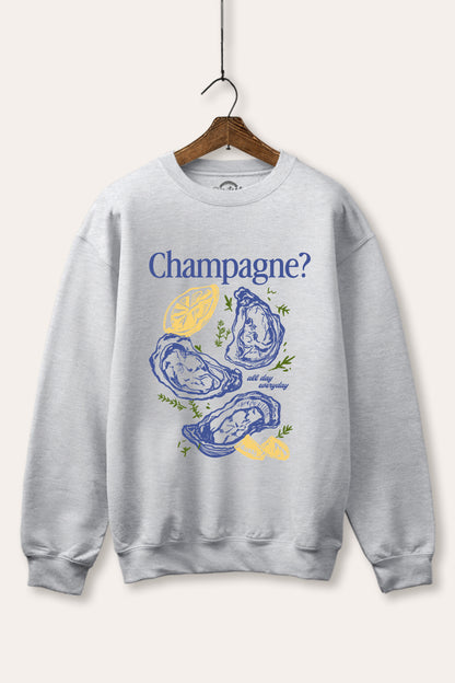 "champagne" oyster graphic fleece sweatshirt