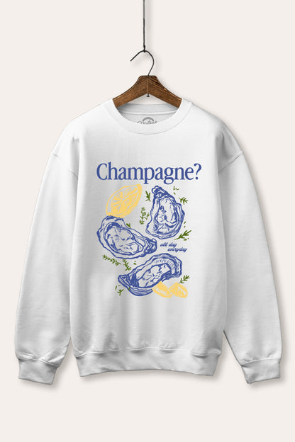 "champagne" oyster graphic fleece sweatshirt
