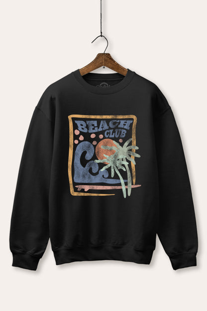 "beach club" graphic fleece sweatshirt