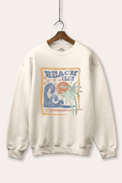 "beach club" graphic fleece sweatshirt