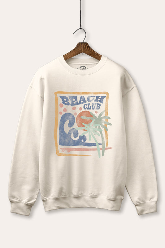 "beach club" graphic fleece sweatshirt