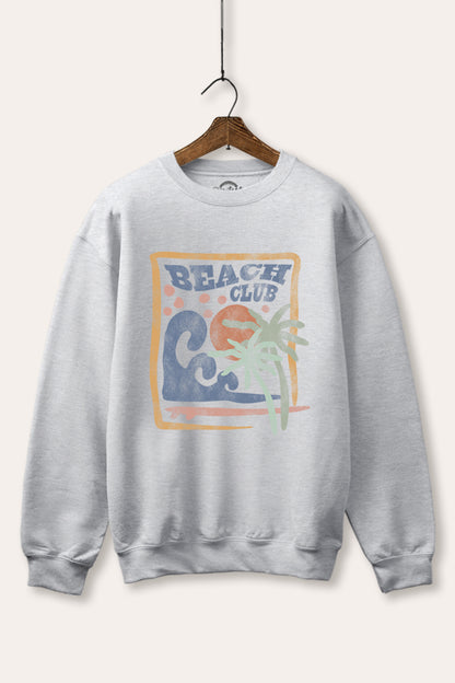 "beach club" graphic fleece sweatshirt