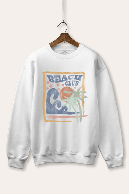 "beach club" graphic fleece sweatshirt