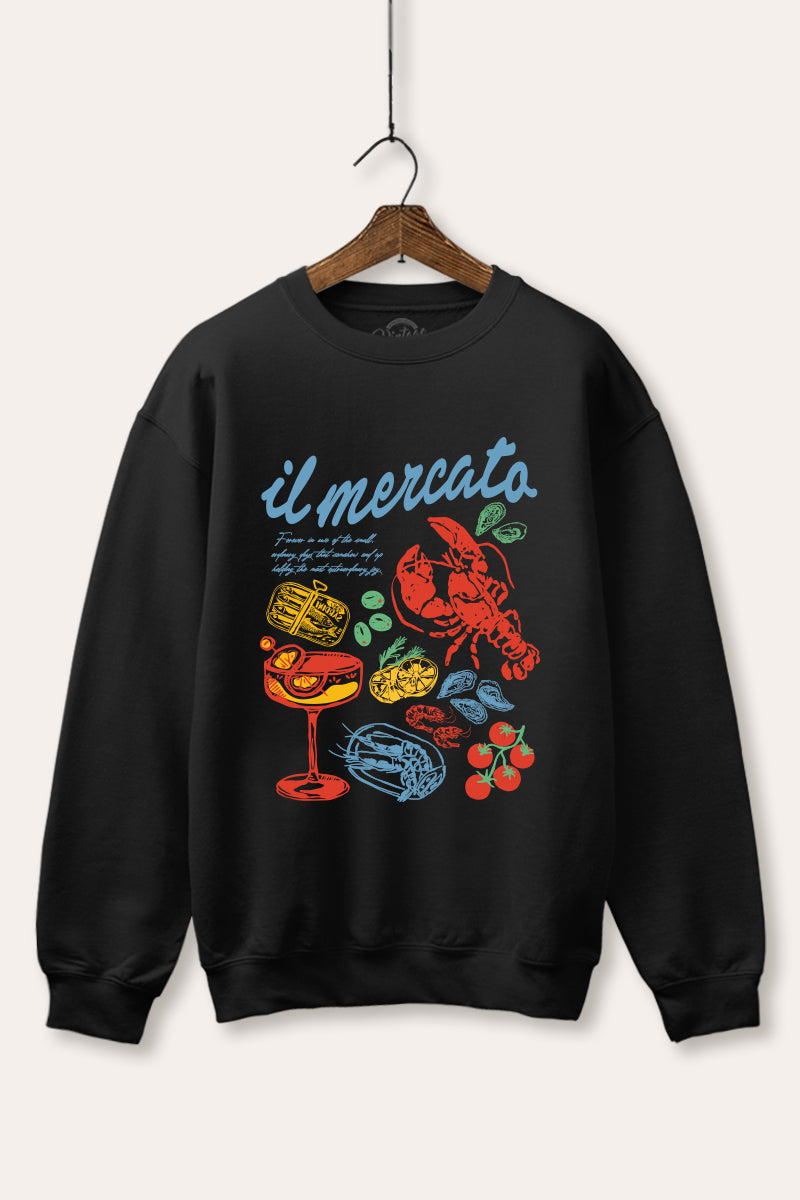 "il mercato market" graphic fleece sweatshirt
