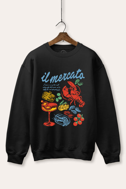 "il mercato market" graphic fleece sweatshirt
