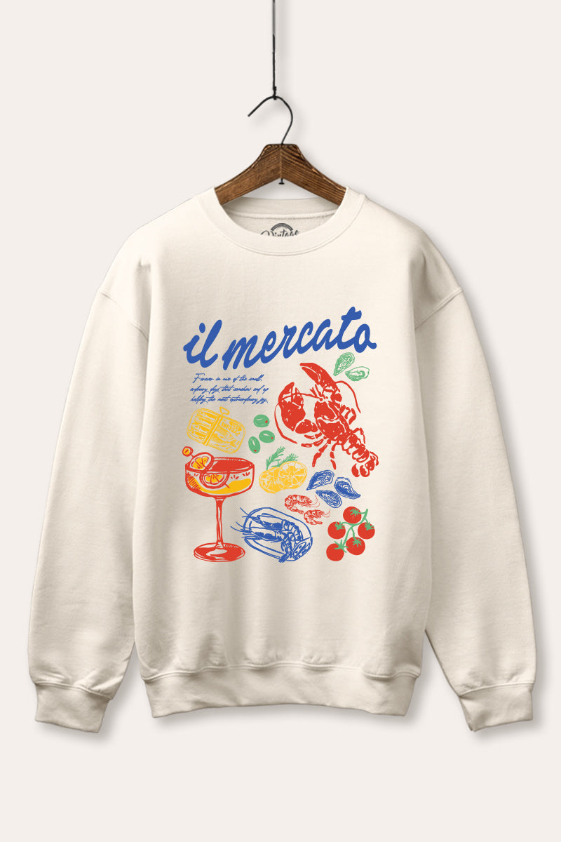 "il mercato market" graphic fleece sweatshirt