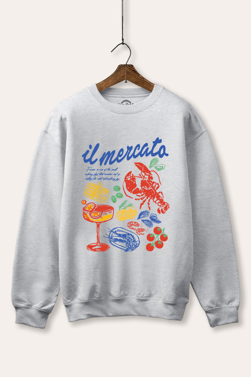 "il mercato market" graphic fleece sweatshirt