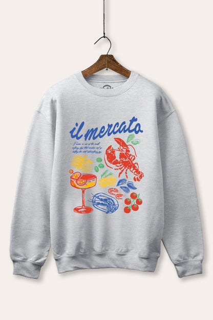 "il mercato market" graphic fleece sweatshirt