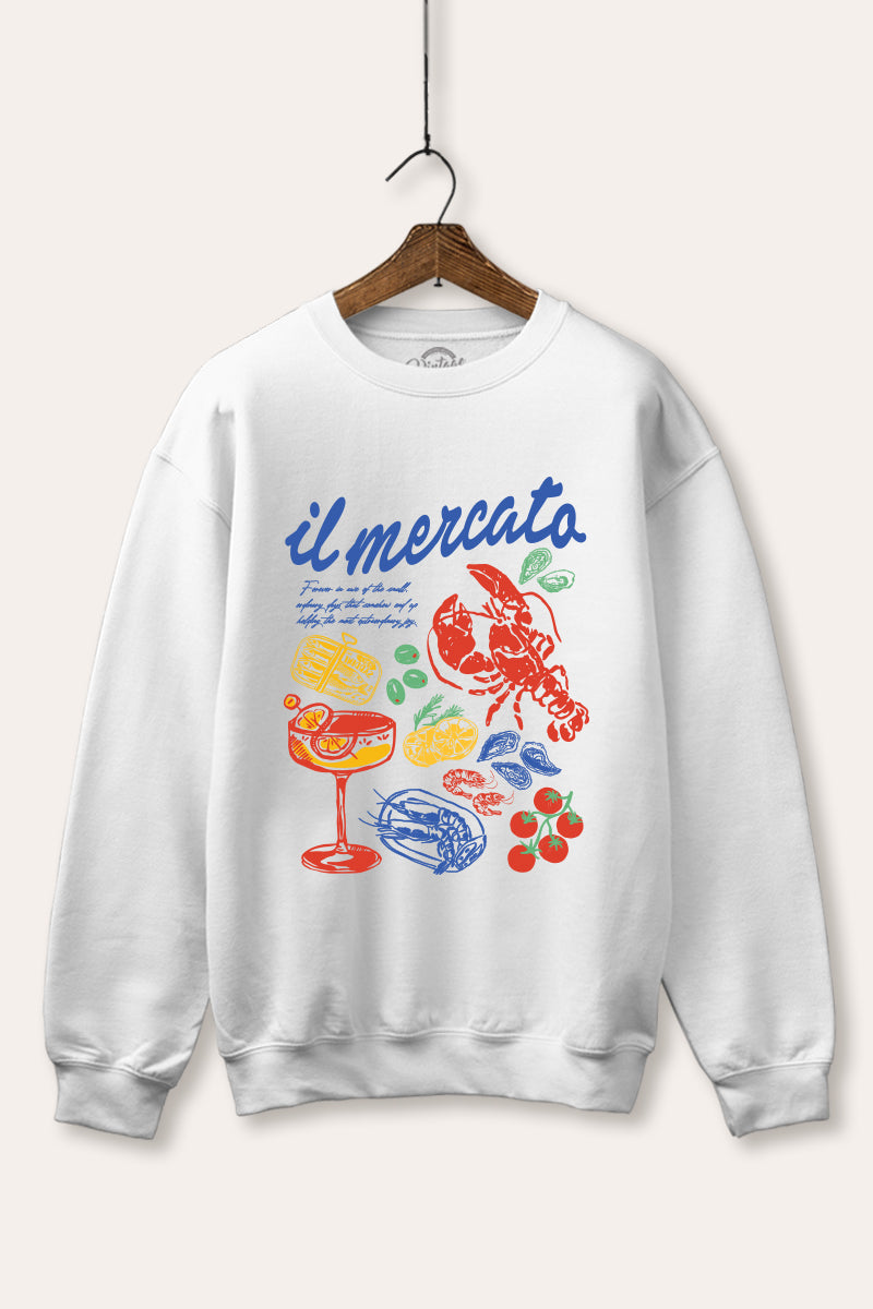 "il mercato market" graphic fleece sweatshirt