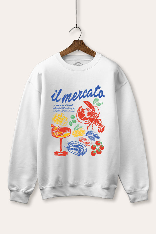 "il mercato market" graphic fleece sweatshirt