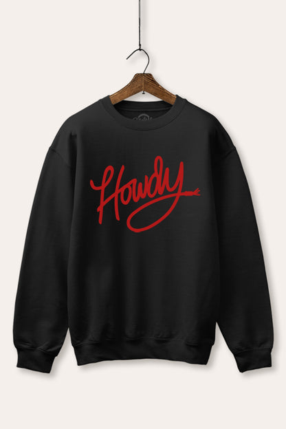Howdy Cursive Western Graphic Fleece Sweatshirt