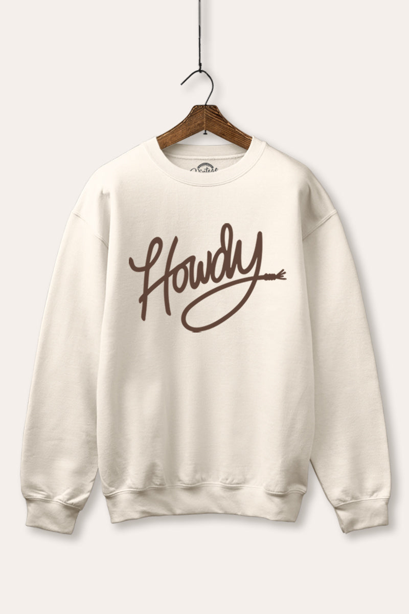 Howdy Cursive Western Graphic Fleece Sweatshirt