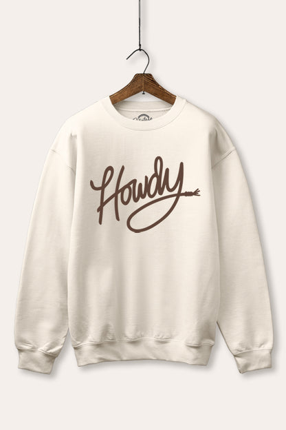 Howdy Cursive Western Graphic Fleece Sweatshirt