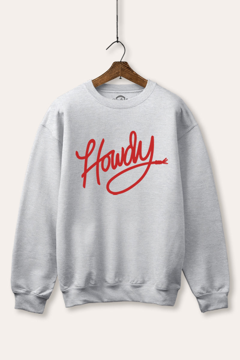 Howdy Cursive Western Graphic Fleece Sweatshirt