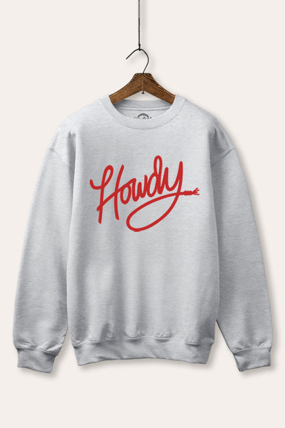 Howdy Cursive Western Graphic Fleece Sweatshirt