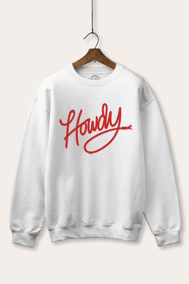Howdy Cursive Western Graphic Fleece Sweatshirt
