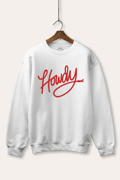 Howdy Cursive Western Graphic Fleece Sweatshirt