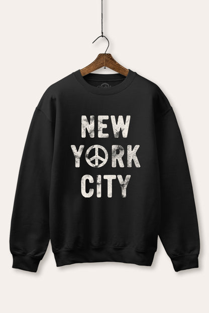 New York City Peace Sign Graphic Fleece Sweatshirt