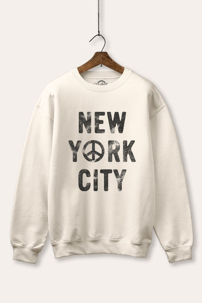 New York City Peace Sign Graphic Fleece Sweatshirt