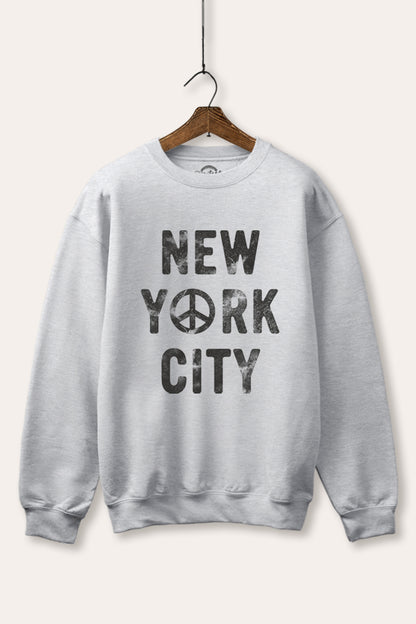 New York City Peace Sign Graphic Fleece Sweatshirt