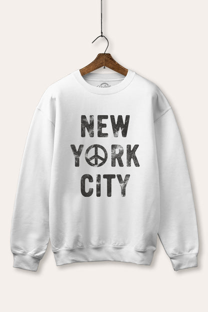 New York City Peace Sign Graphic Fleece Sweatshirt