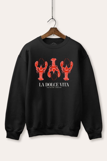 "la dolce vita" lobster graphic fleece sweatshirt