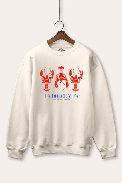 "la dolce vita" lobster graphic fleece sweatshirt