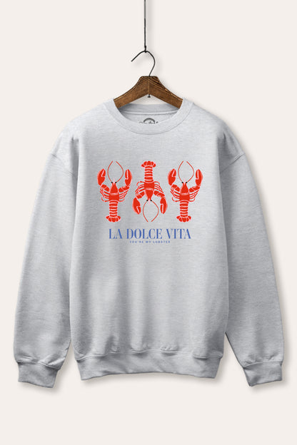 "la dolce vita" lobster graphic fleece sweatshirt