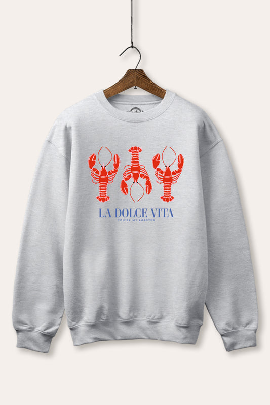 "la dolce vita" lobster graphic fleece sweatshirt