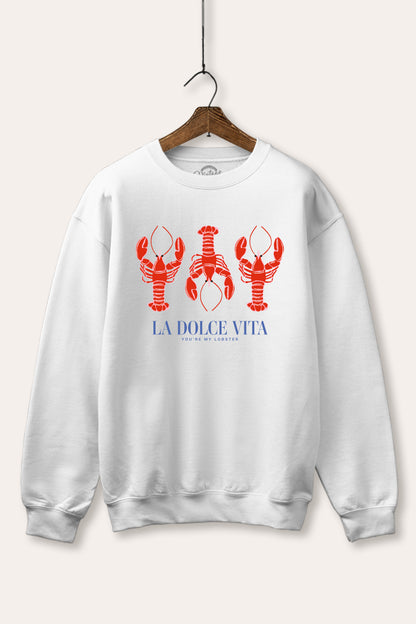 "la dolce vita" lobster graphic fleece sweatshirt