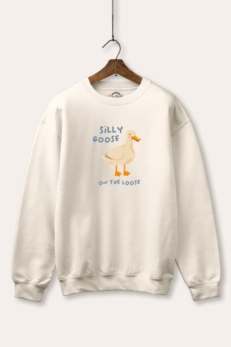 Silly Goose Pastel Graphic Fleece Sweatshirt
