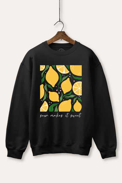 Sour & Sweet Lemon Fruit Graphic Fleece Sweatshirt
