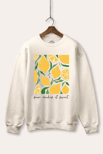 Sour & Sweet Lemon Fruit Graphic Fleece Sweatshirt