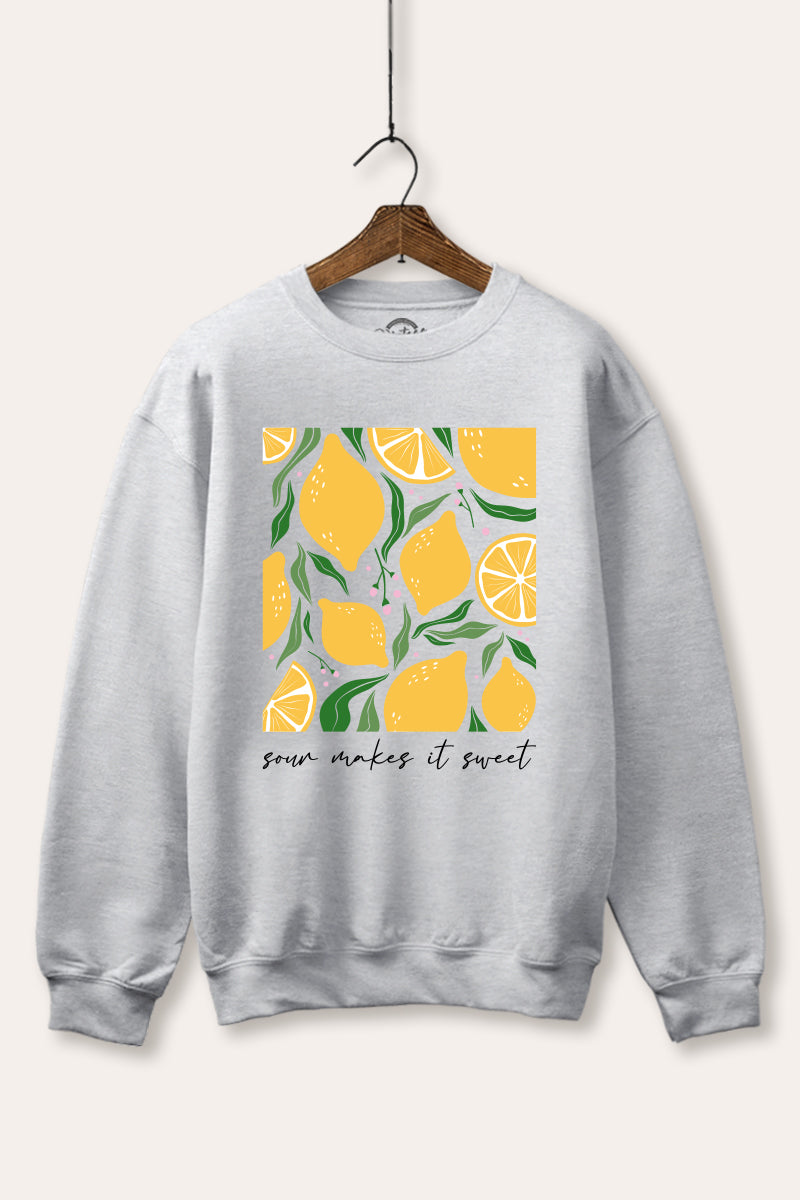 Sour & Sweet Lemon Fruit Graphic Fleece Sweatshirt