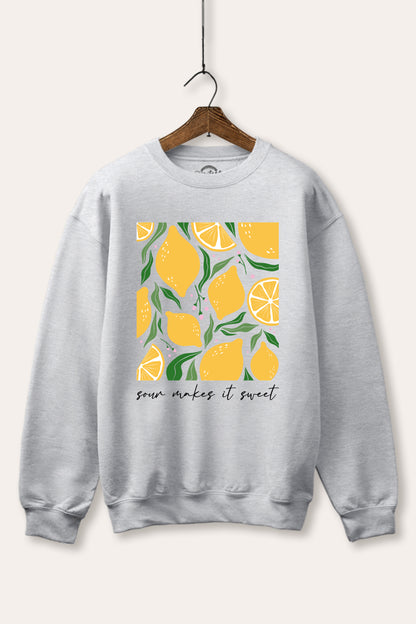 Sour & Sweet Lemon Fruit Graphic Fleece Sweatshirt