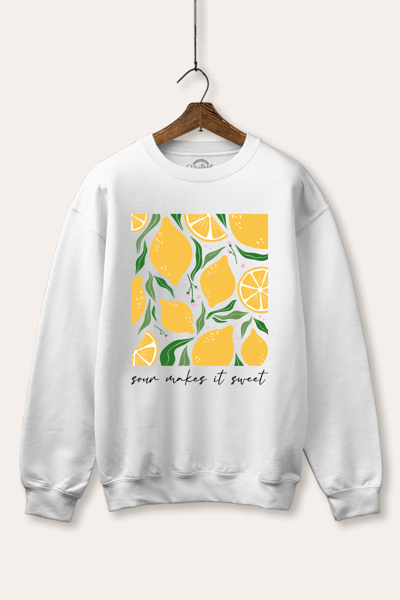 Sour & Sweet Lemon Fruit Graphic Fleece Sweatshirt