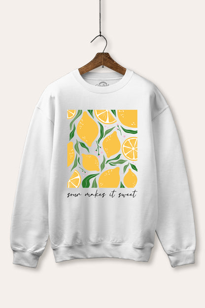 Sour & Sweet Lemon Fruit Graphic Fleece Sweatshirt