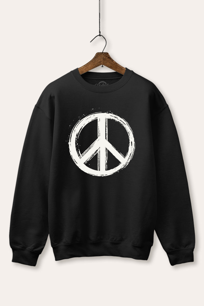 Peace Sign Graphic Fleece Sweatshirt