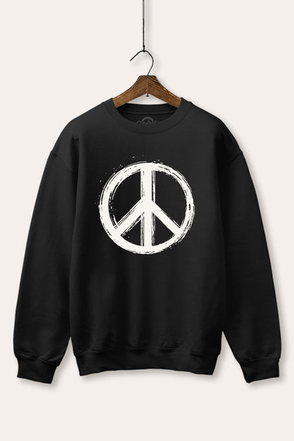 Peace Sign Graphic Fleece Sweatshirt