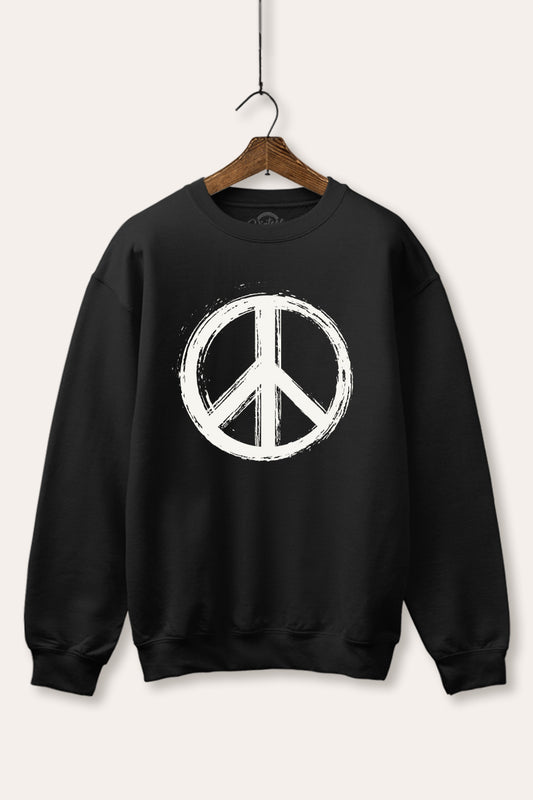 peace sign graphic fleece sweatshirt