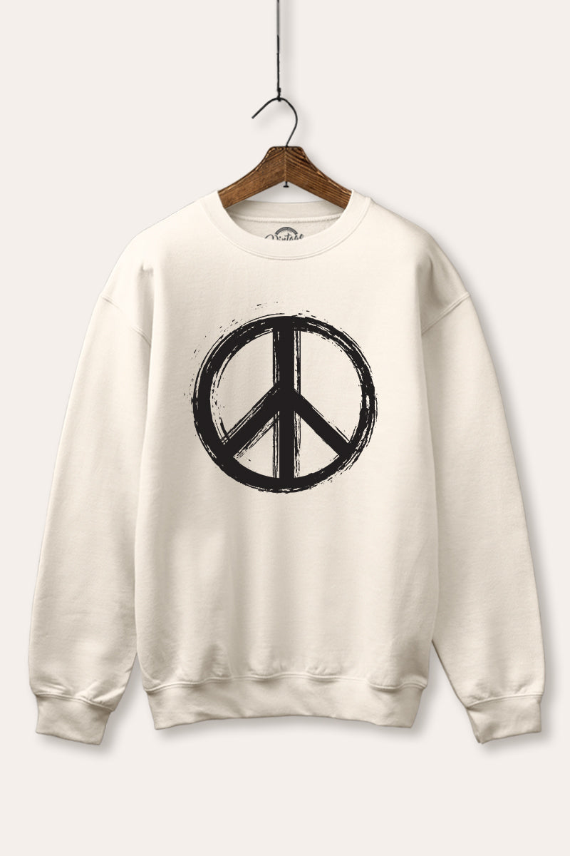 Peace Sign Graphic Fleece Sweatshirt