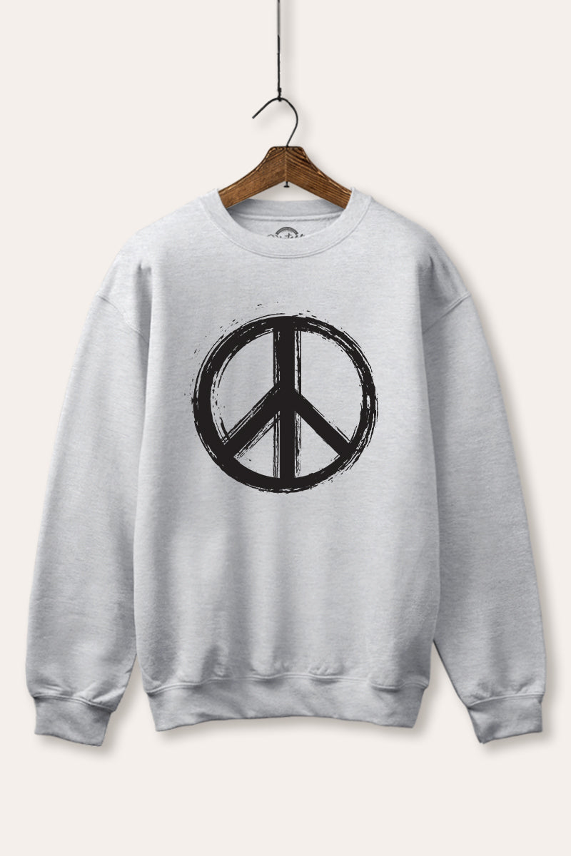 Peace Sign Graphic Fleece Sweatshirt